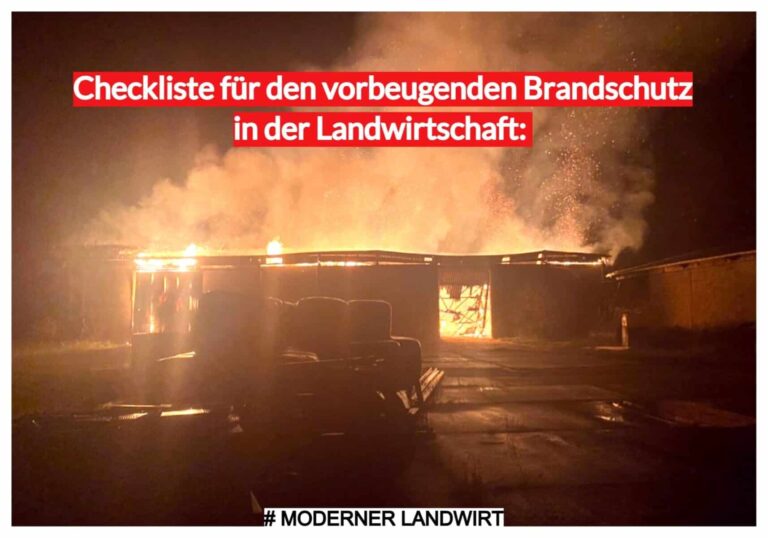 Checkliste für den vorbeugenden Brandschutz in der Landwirtschaft: Risiken minimieren