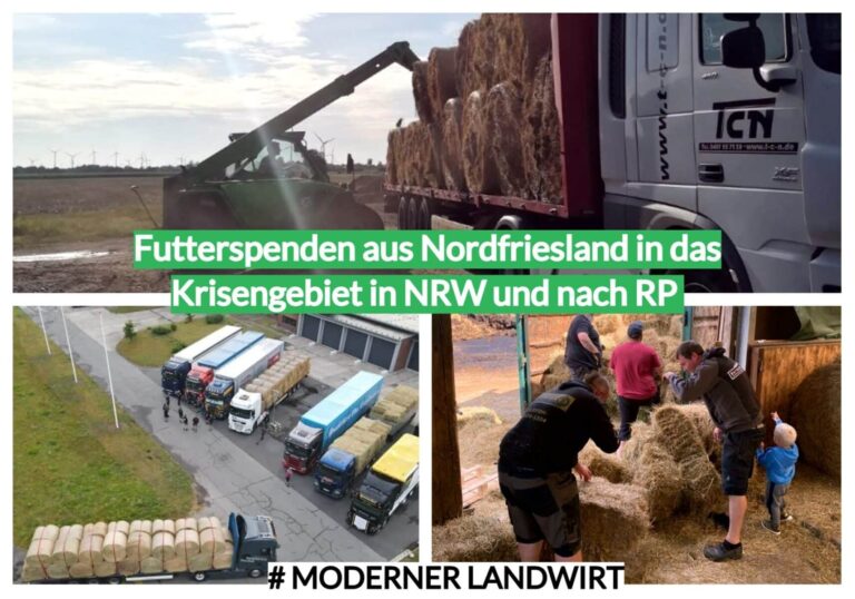 Futterspenden aus Nordfriesland in das Krisengebiet in Nordrhein-Westfalen und nach Rheinland-Pfalz