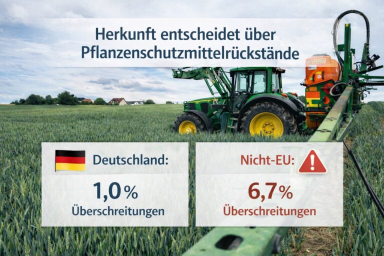 Herkunft bei Pflanzenschutzmittelrückstände entscheidend: Höhere Rückstandsquoten bei Importware