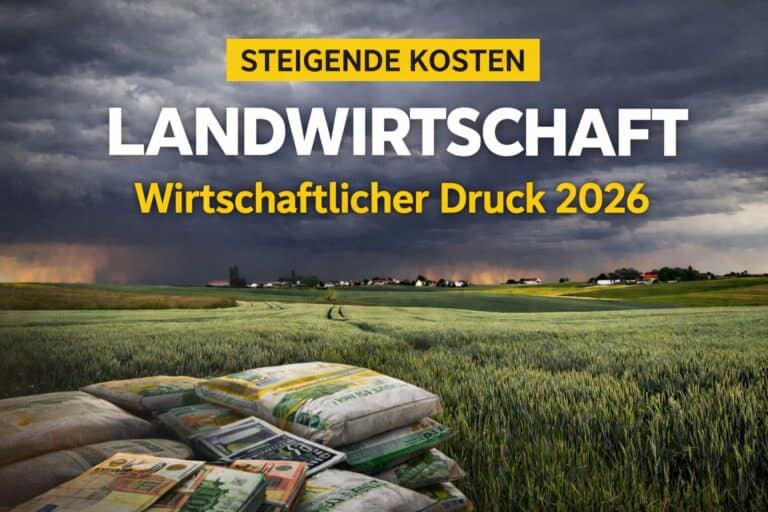 Getreidefeld mit dunkler Gewitterfront am Himmel – Symbol für steigende Betriebsmittelkosten und wirtschaftlichen Druck in der Landwirtschaft